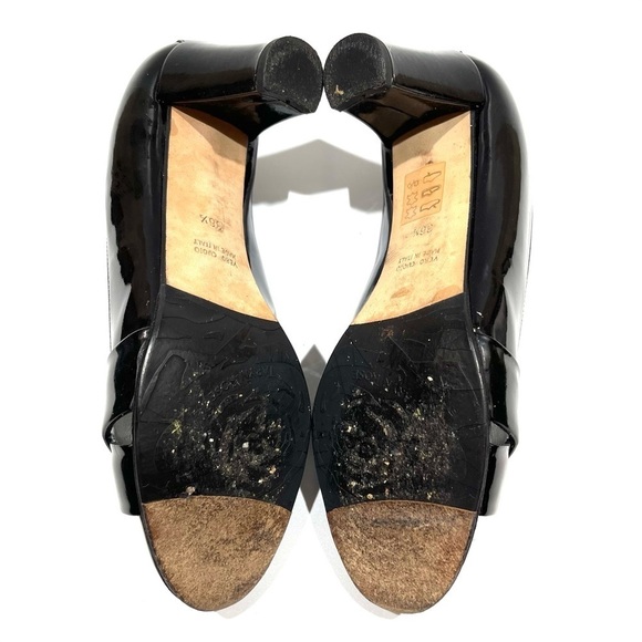 Taryn Rose Black Patent Open Toe Block Heels 36.5 - Picture 7 of 13